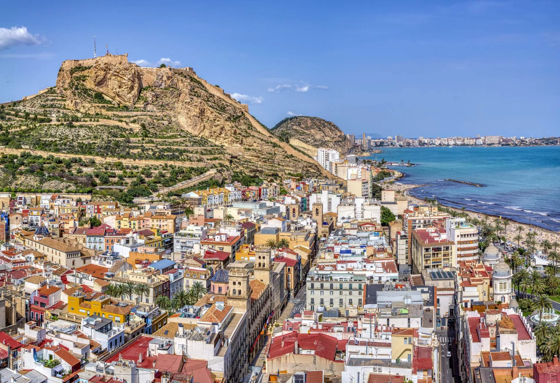 Cobblestone streets and historic architecture in Alicante's Old Town